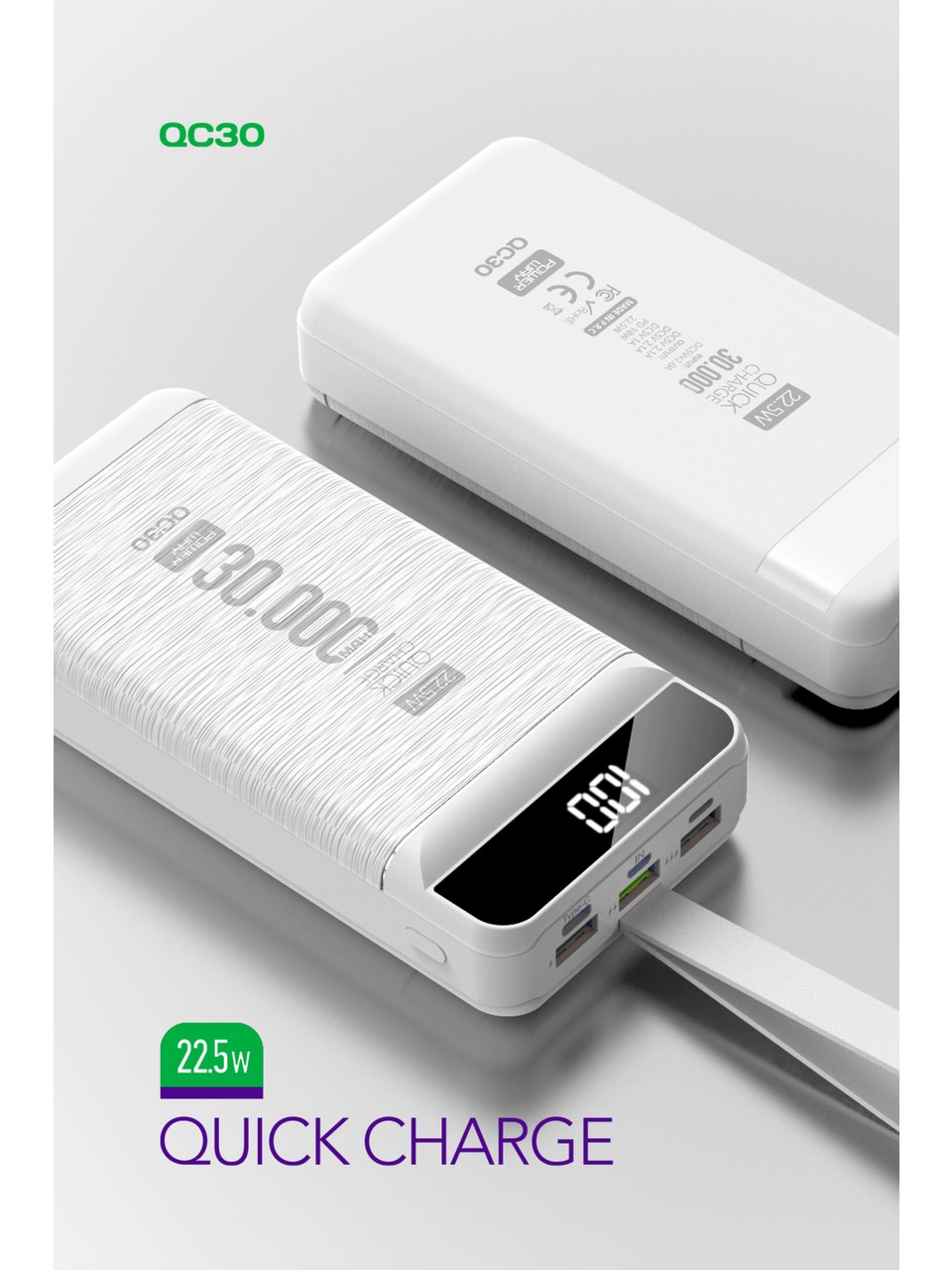 Powerway Pd 22.5W 30.000 Mah 3.0 Hızlı Şarj (Gerçek 30.000 Mah ) QC30 Powerbank